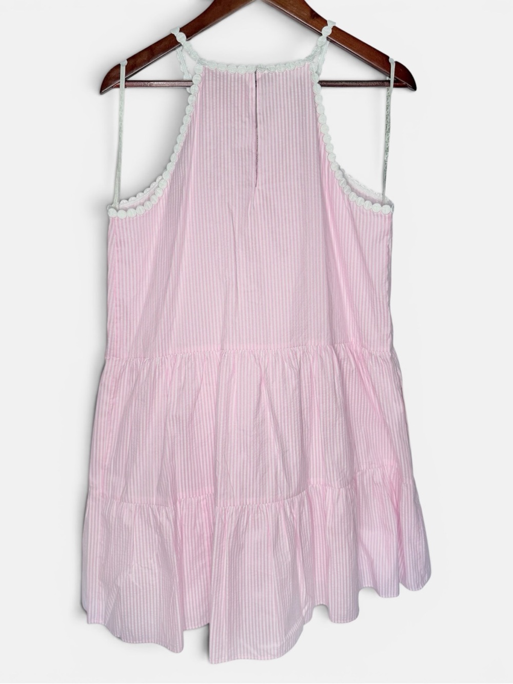 Lily Pulitzer Britt Seersucker Ruffle Striped Halter Neck Mini Dress | Size 10 - Picture 3 of 4